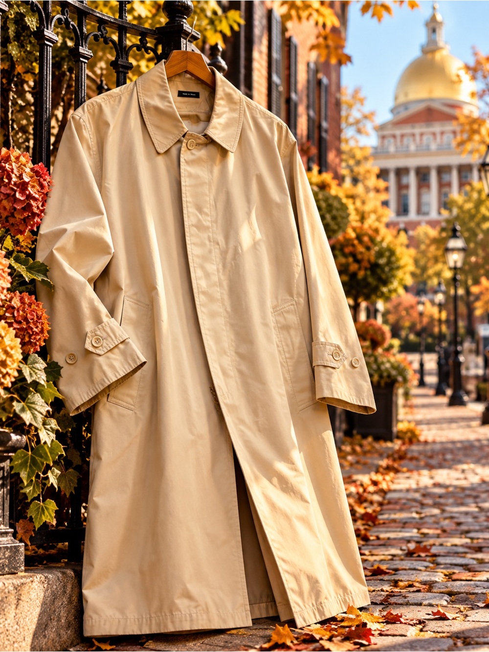 Vintage Silver Cloud Beige Trench Coat 44 Long + Removable Insulated Liner
